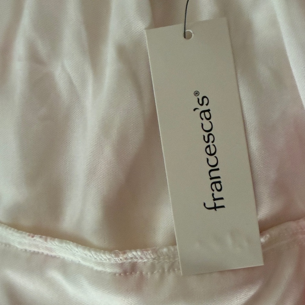 Francesca’s White and Pink Lace Skirt Dotted Swiss lined Elastic Waist Sz Small - Picture 5 of 7